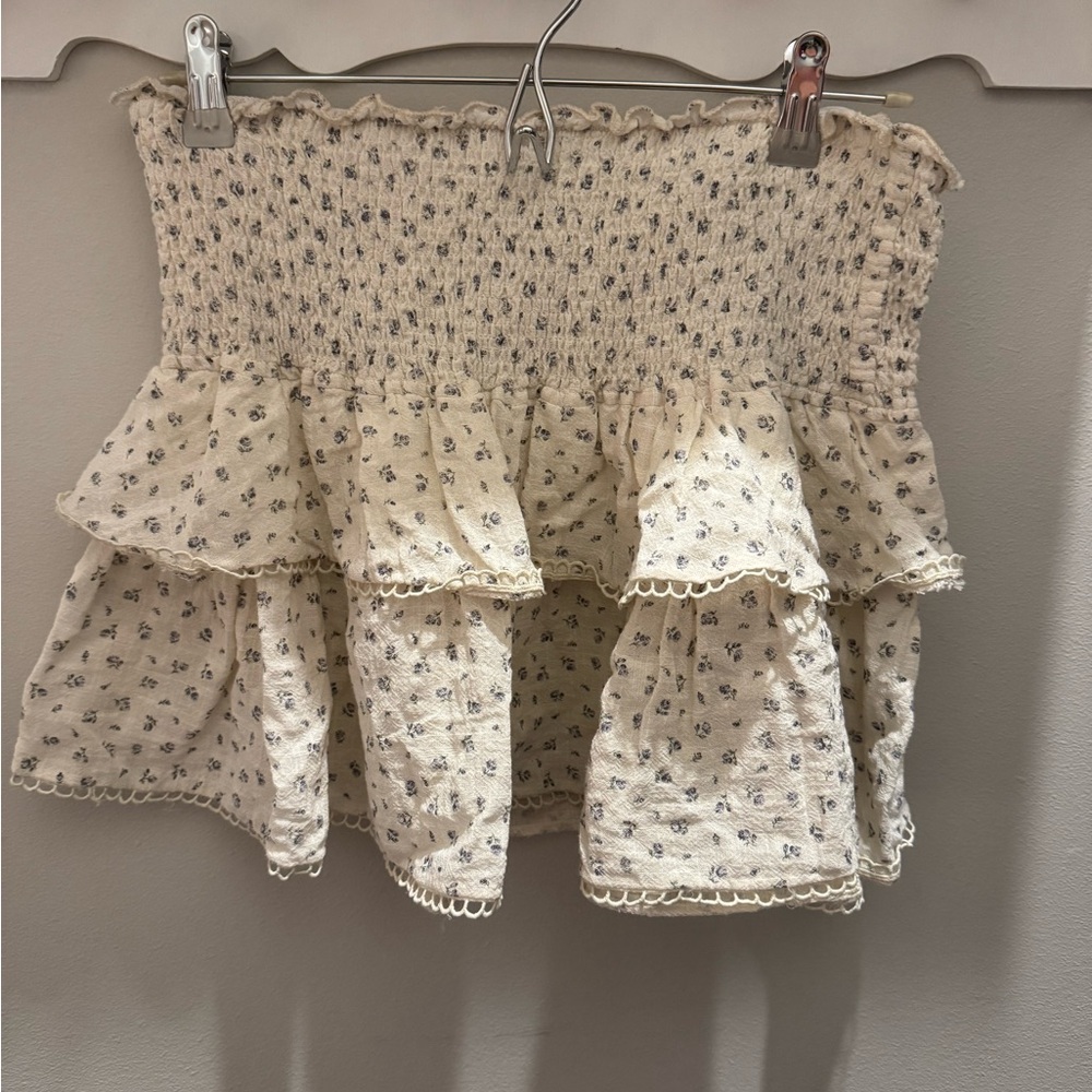 Olivaceous Cream and Black Textured Skirt